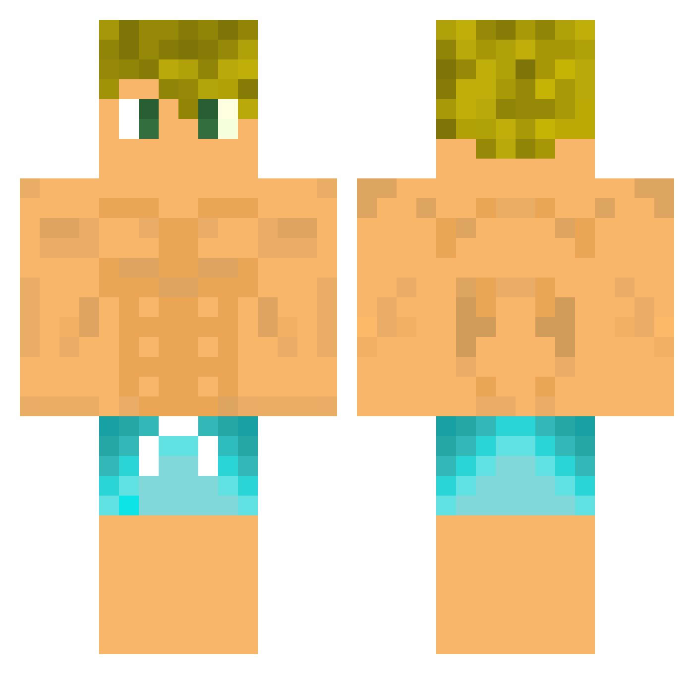 RuinHydra Minecraft skin, front and back view