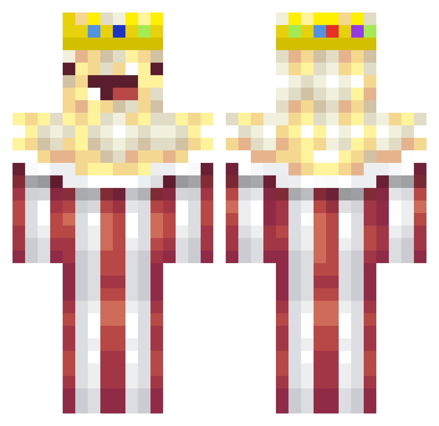 Seriated Minecraft skin, front and back view
