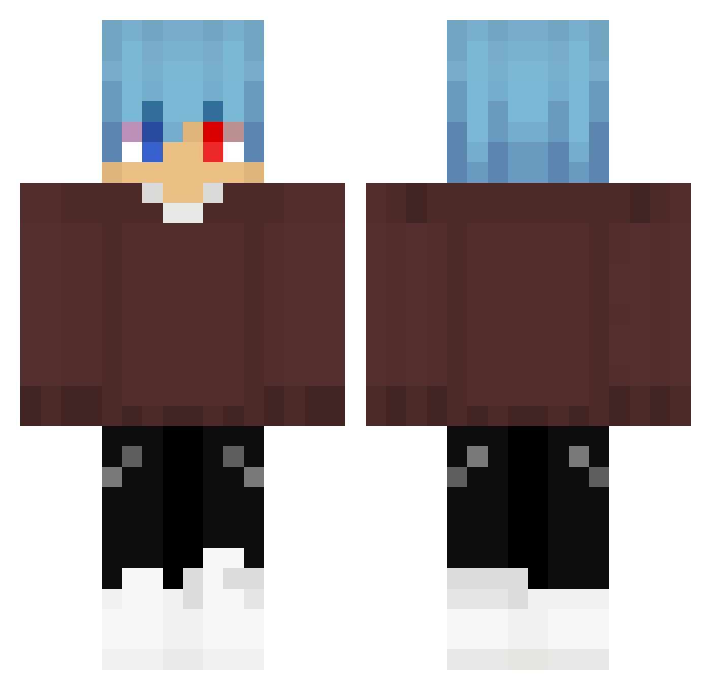 dxKyoko Minecraft skin, front and back view