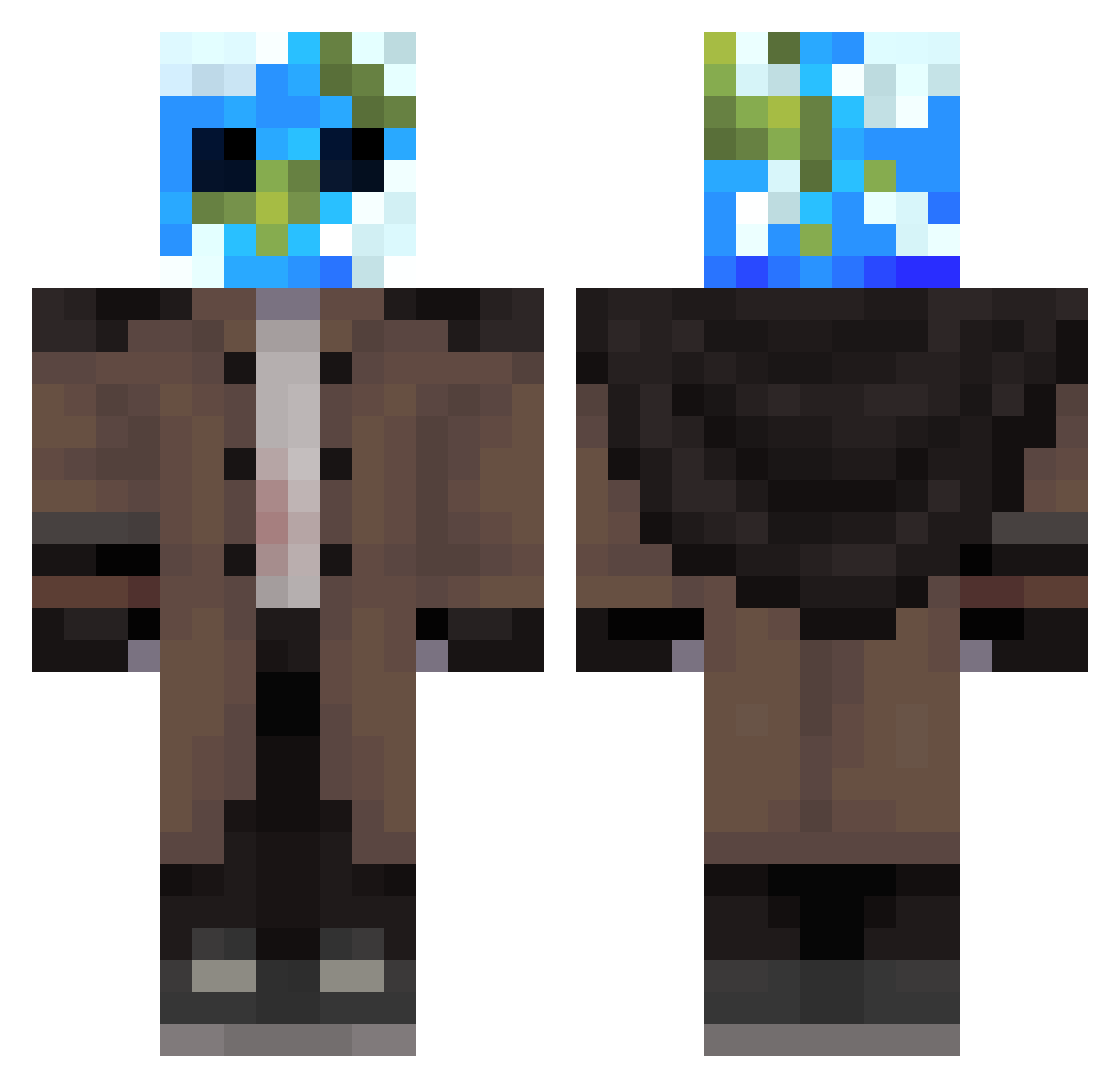 Arula_Larry Minecraft skin, front and back view