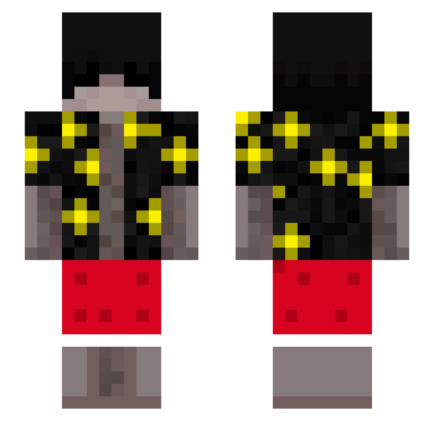 Spahz Minecraft skin, front and back view