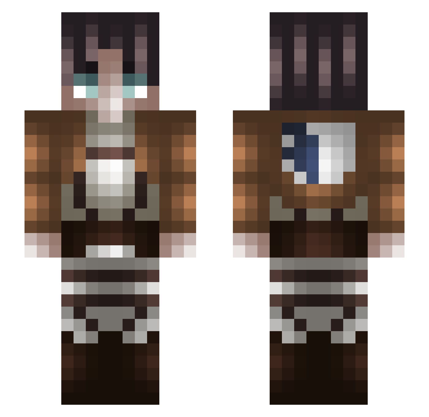 BigT4sty Minecraft skin, front and back view