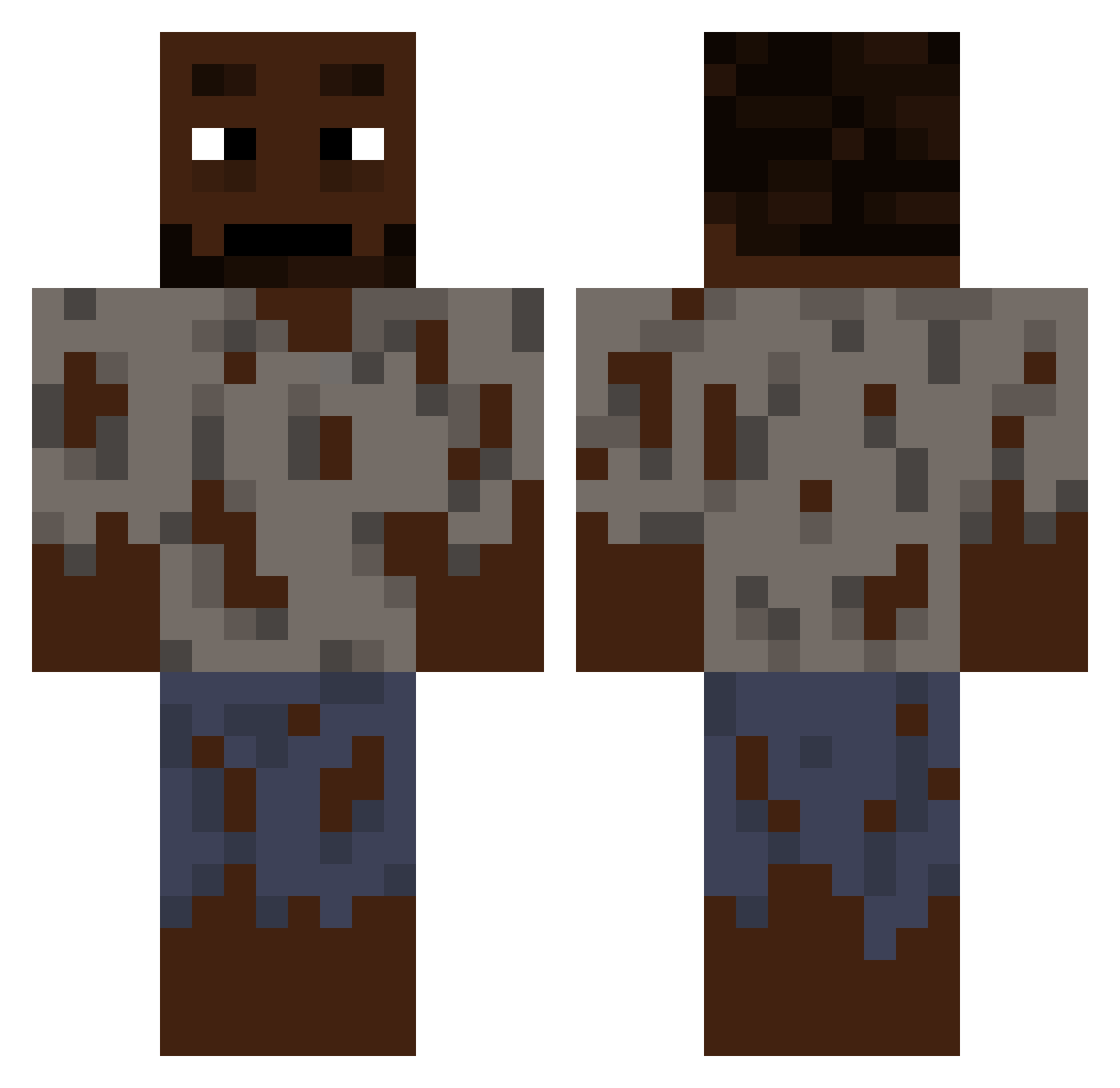 Not_mystica Minecraft skin, front and back view