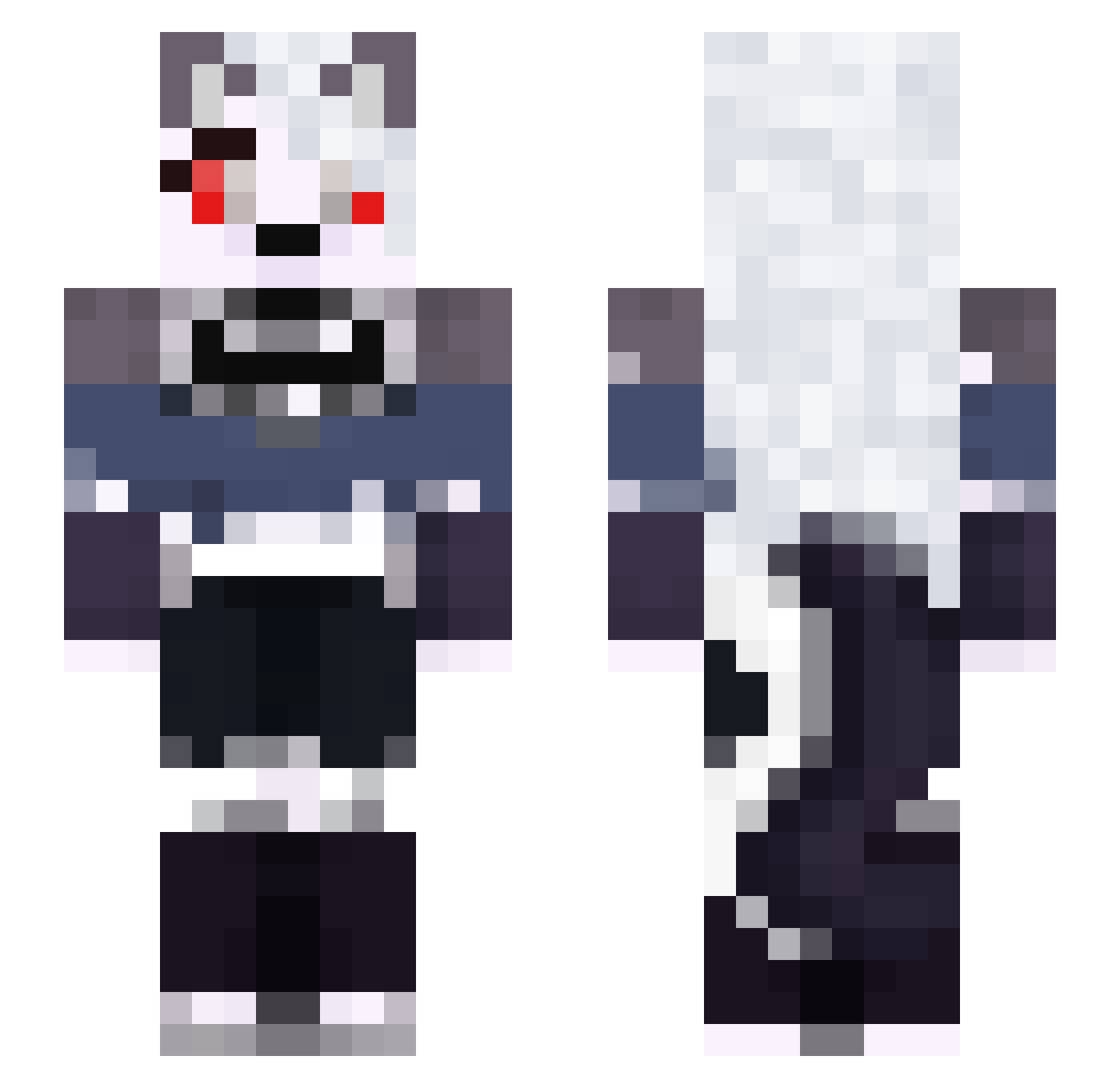 IR3TR0 Minecraft skin, front and back view