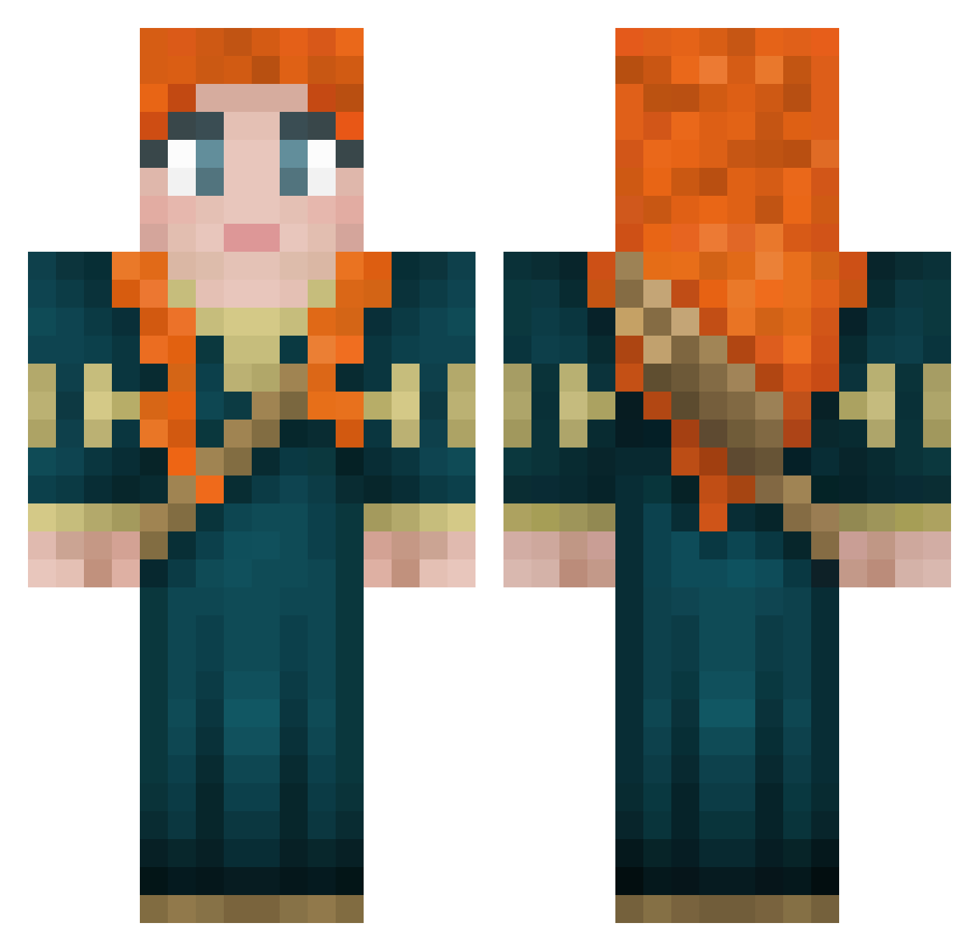 Merida Minecraft skin, front and back view