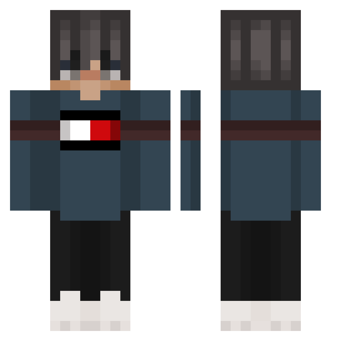 GwnJustin_ Minecraft skin, front and back view