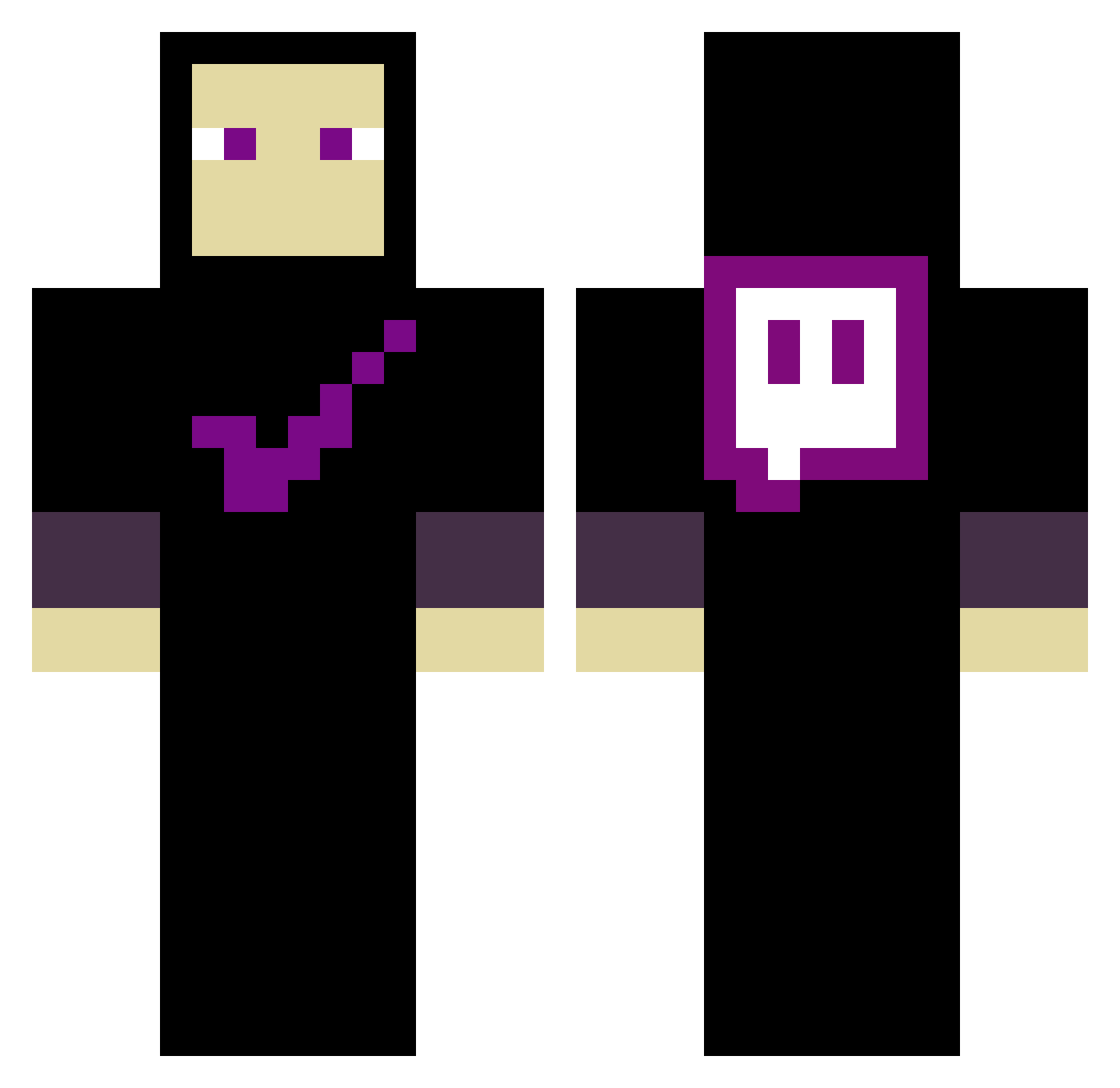 Veaxuz Minecraft skin, front and back view