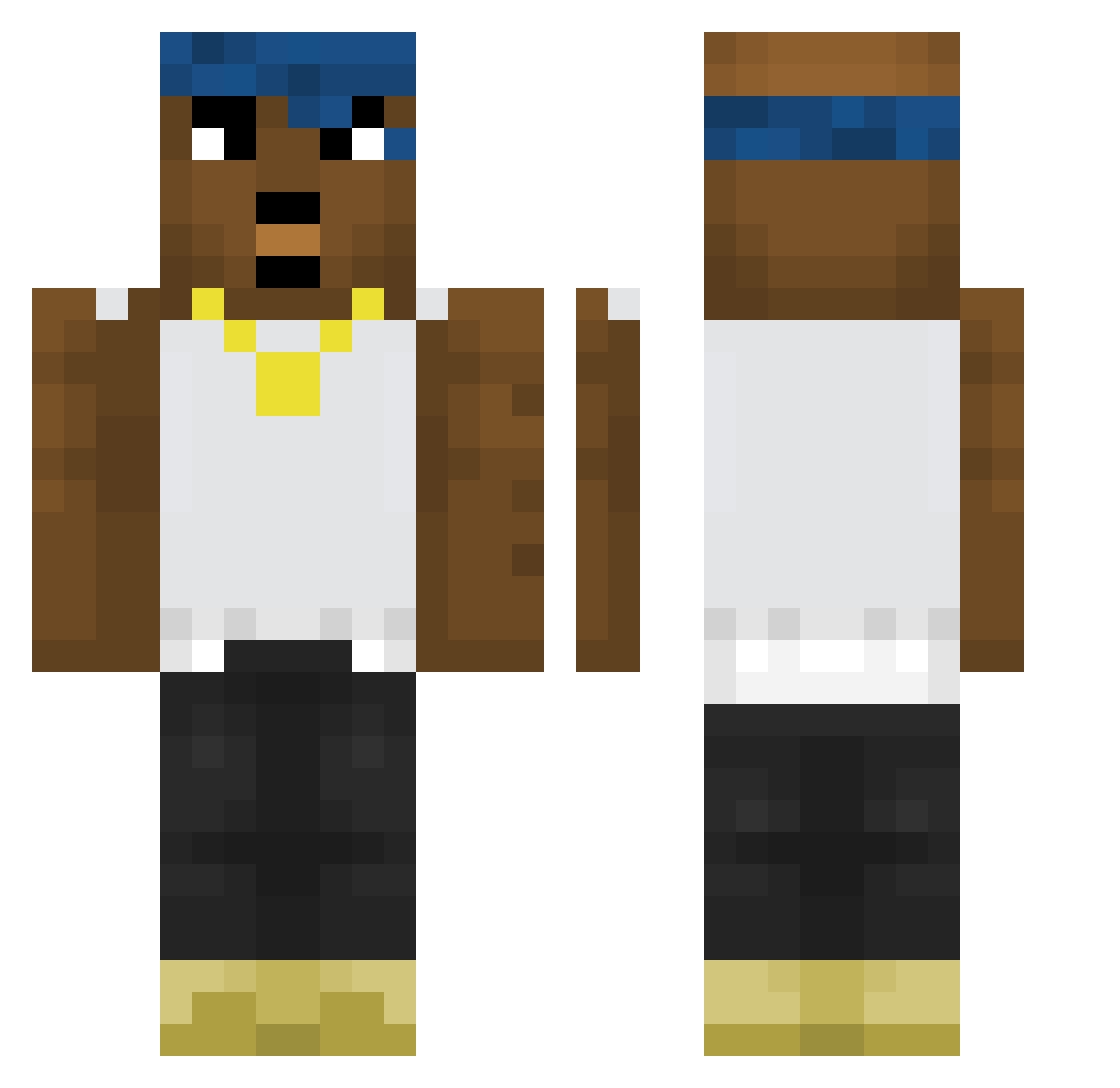 bluek1ng Minecraft skin, front and back view