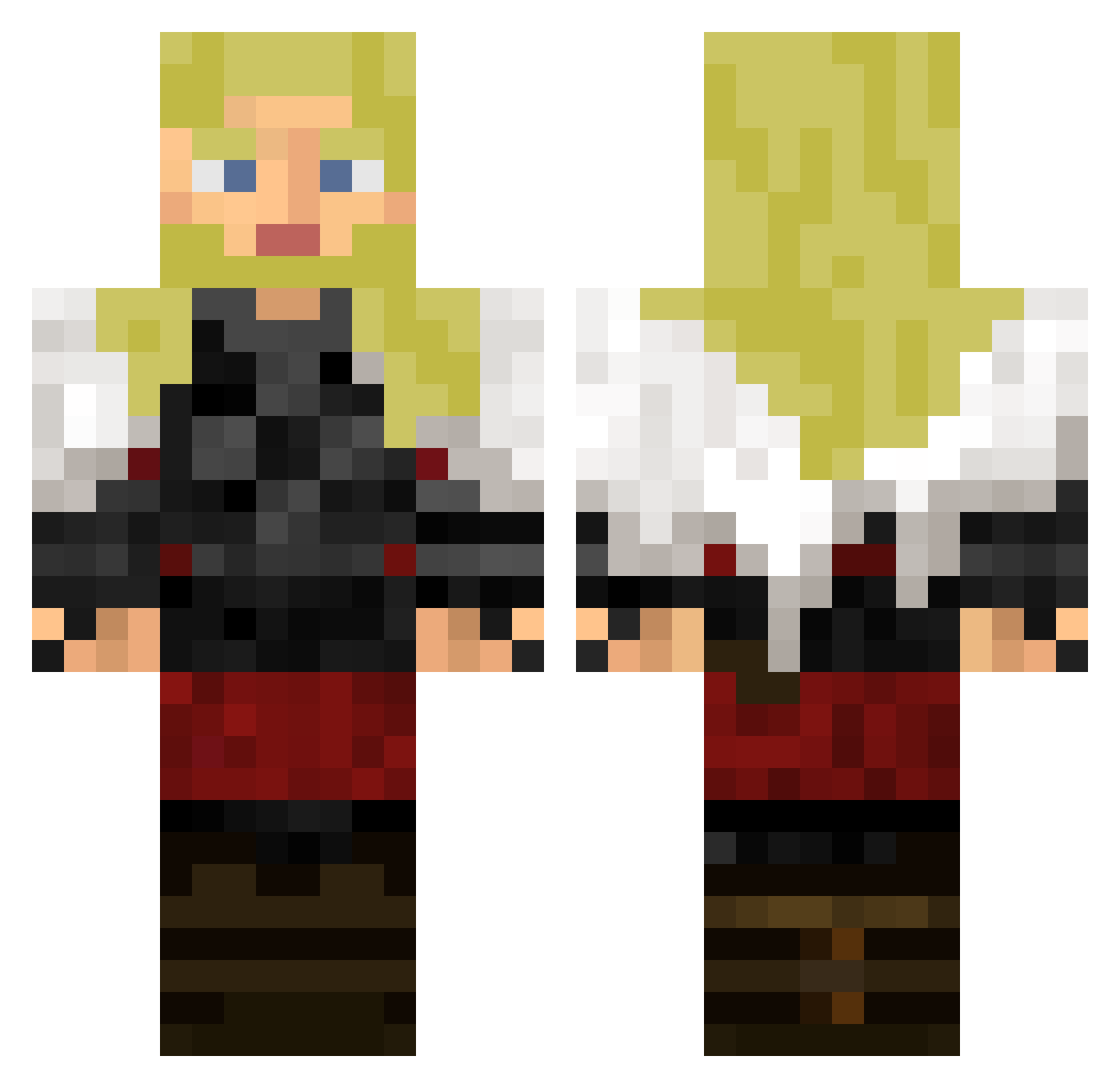 Dishonored Minecraft skin, front and back view