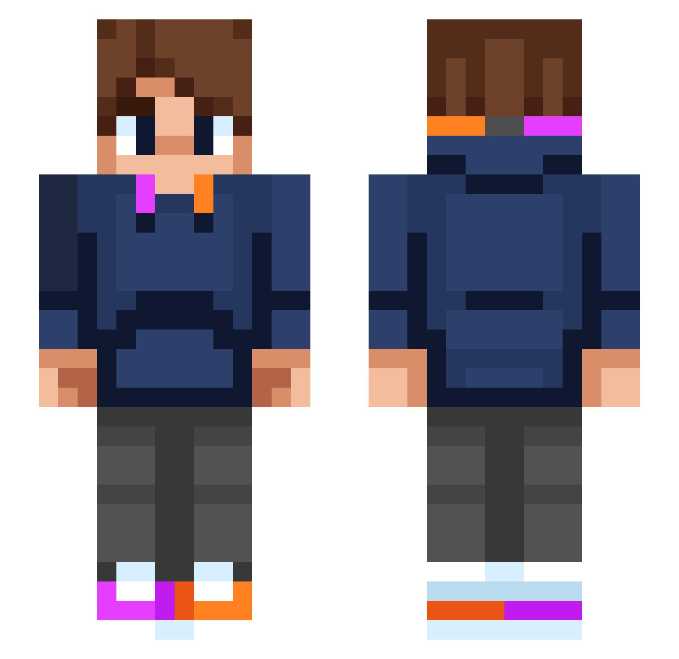 uphelm Minecraft skin, front and back view