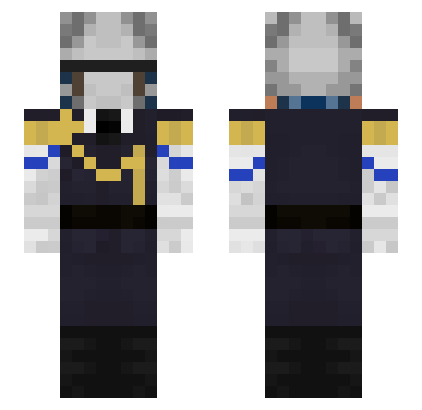 FFroosty Minecraft skin, front and back view