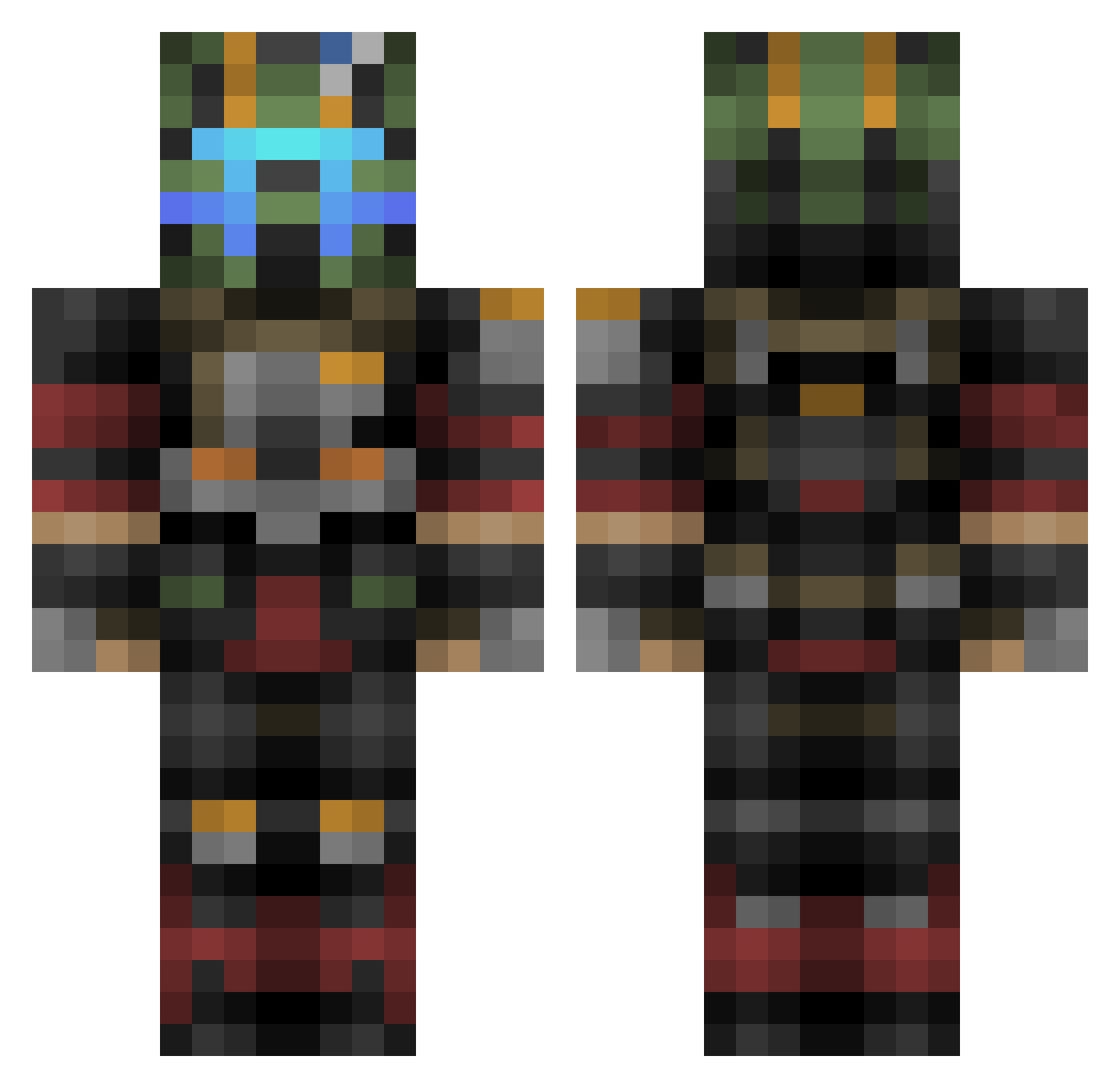 KnightOfFracture Minecraft skin, front and back view