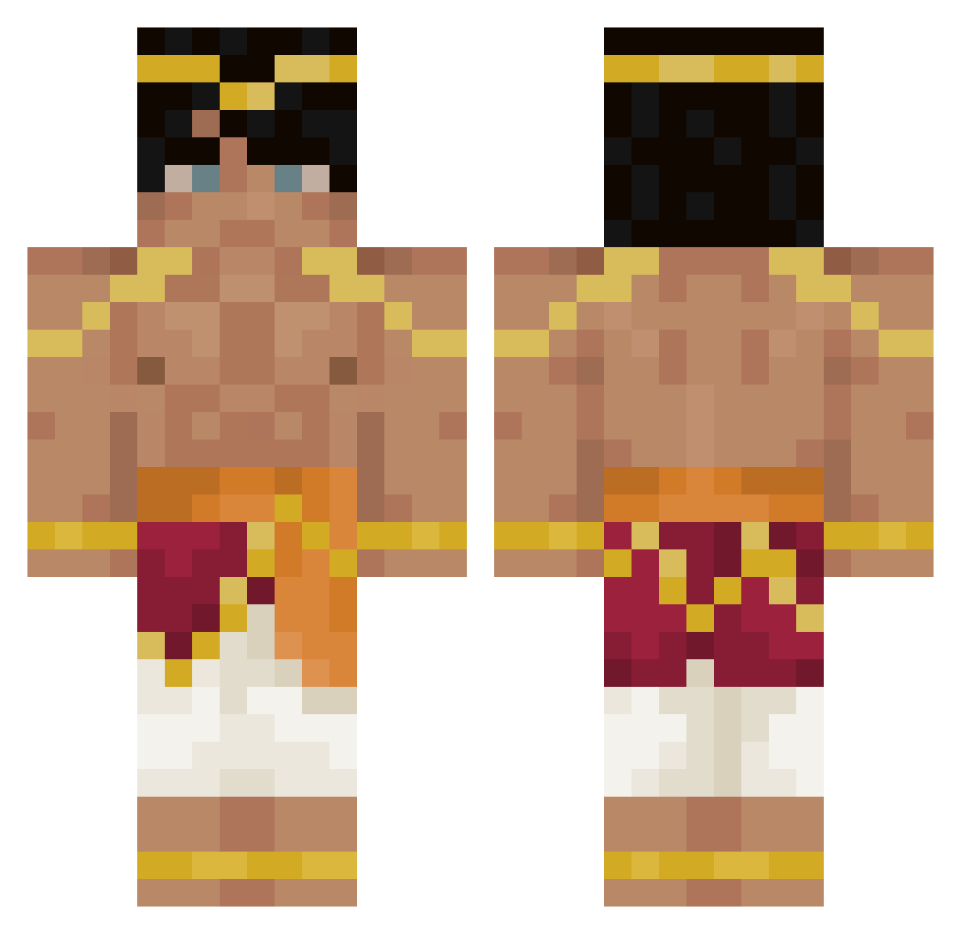 Cinkoito Minecraft skin, front and back view