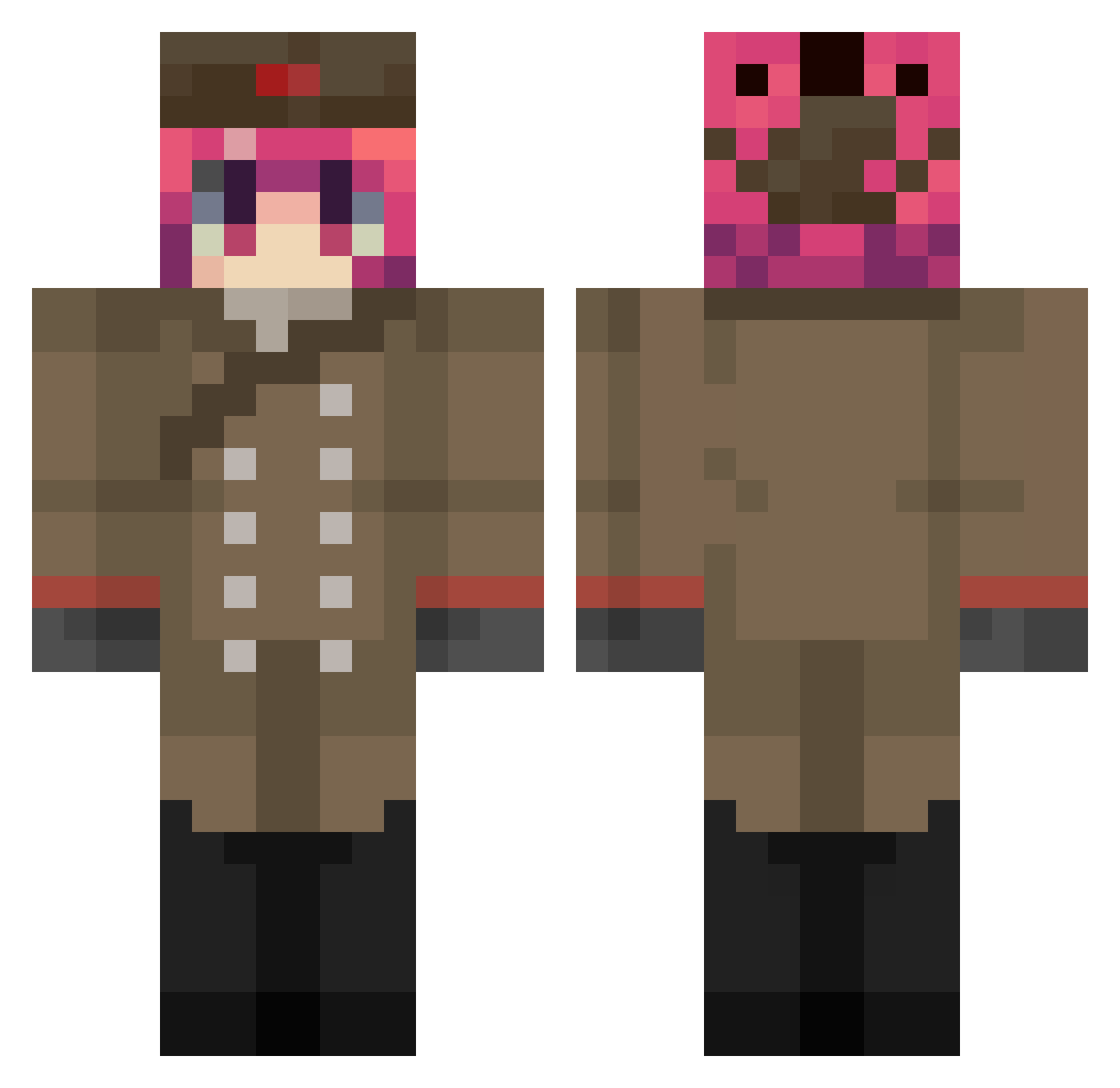 sickness6 Minecraft skin, front and back view