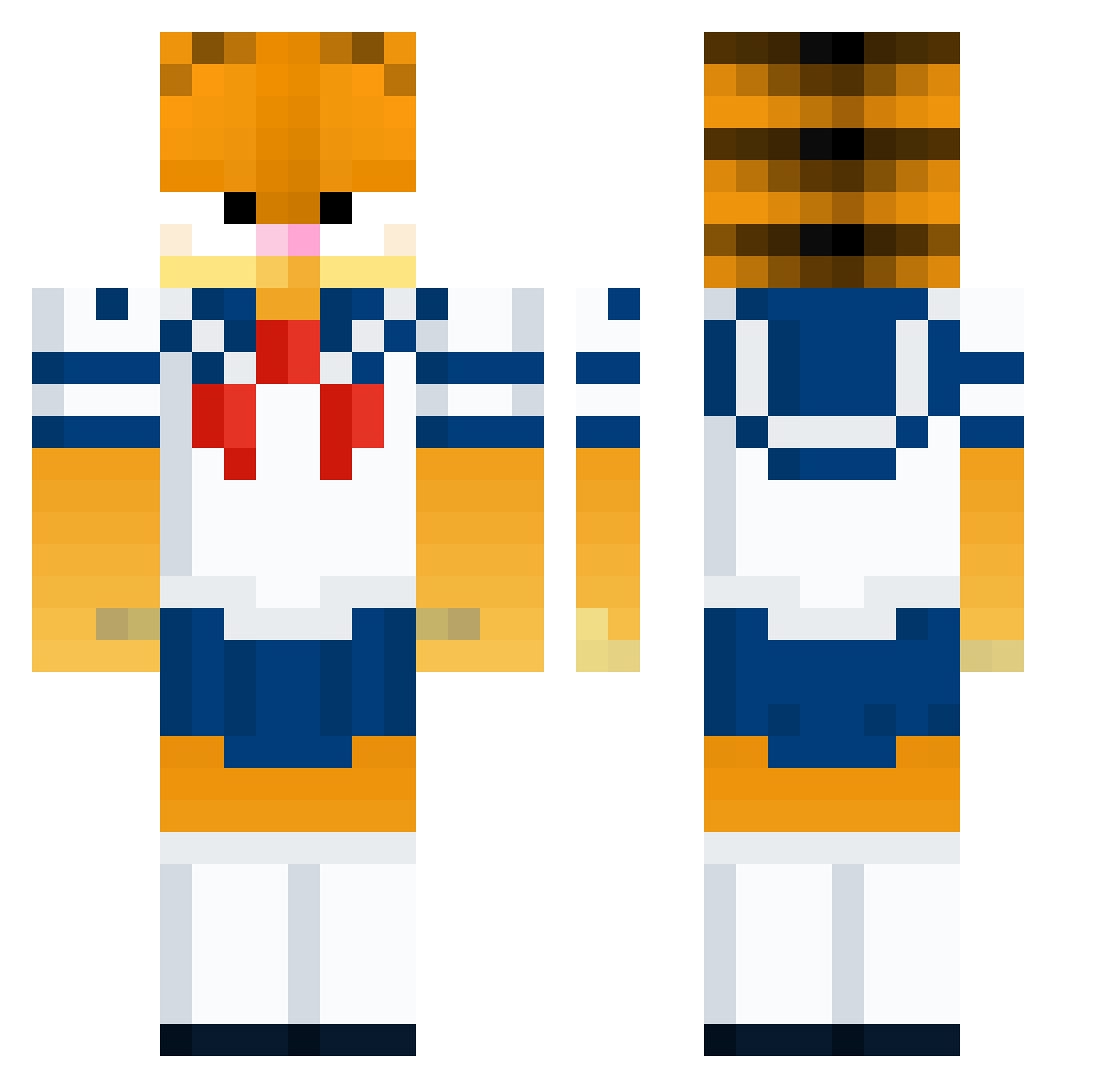 Purrvana Minecraft skin, front and back view