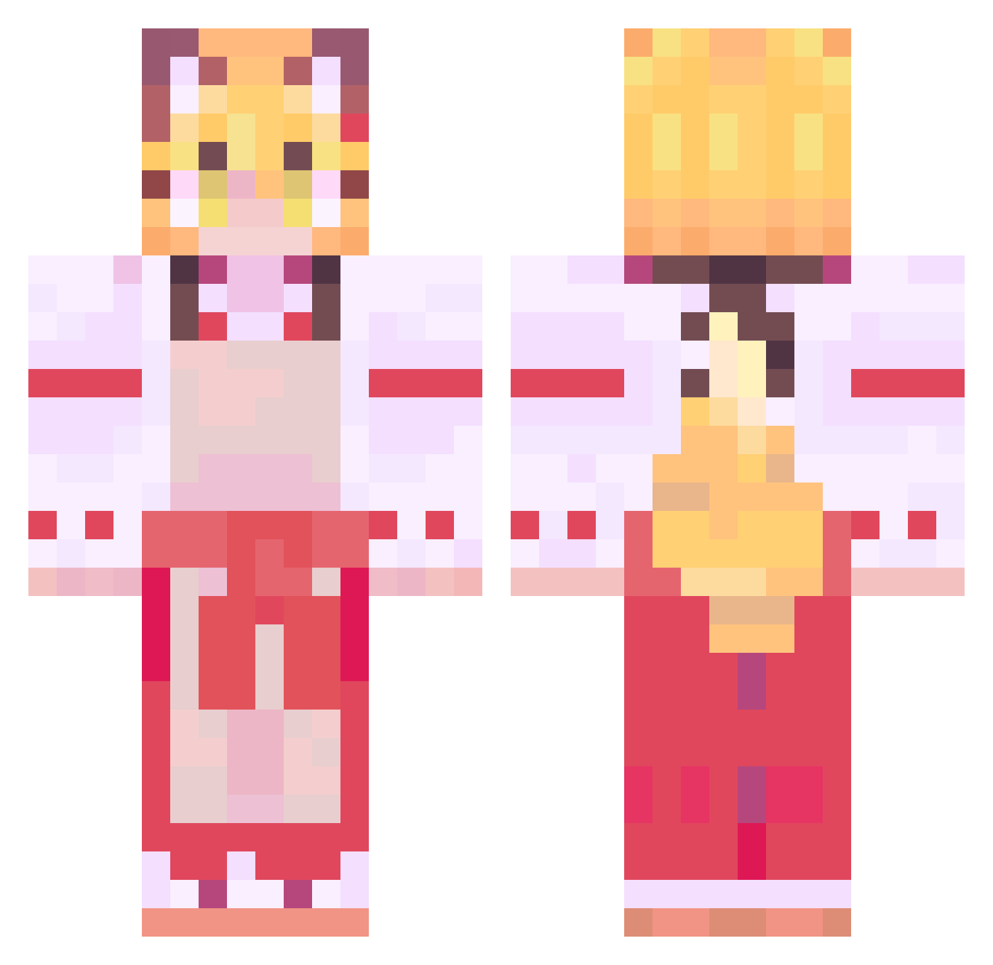 H2Art Minecraft skin, front and back view