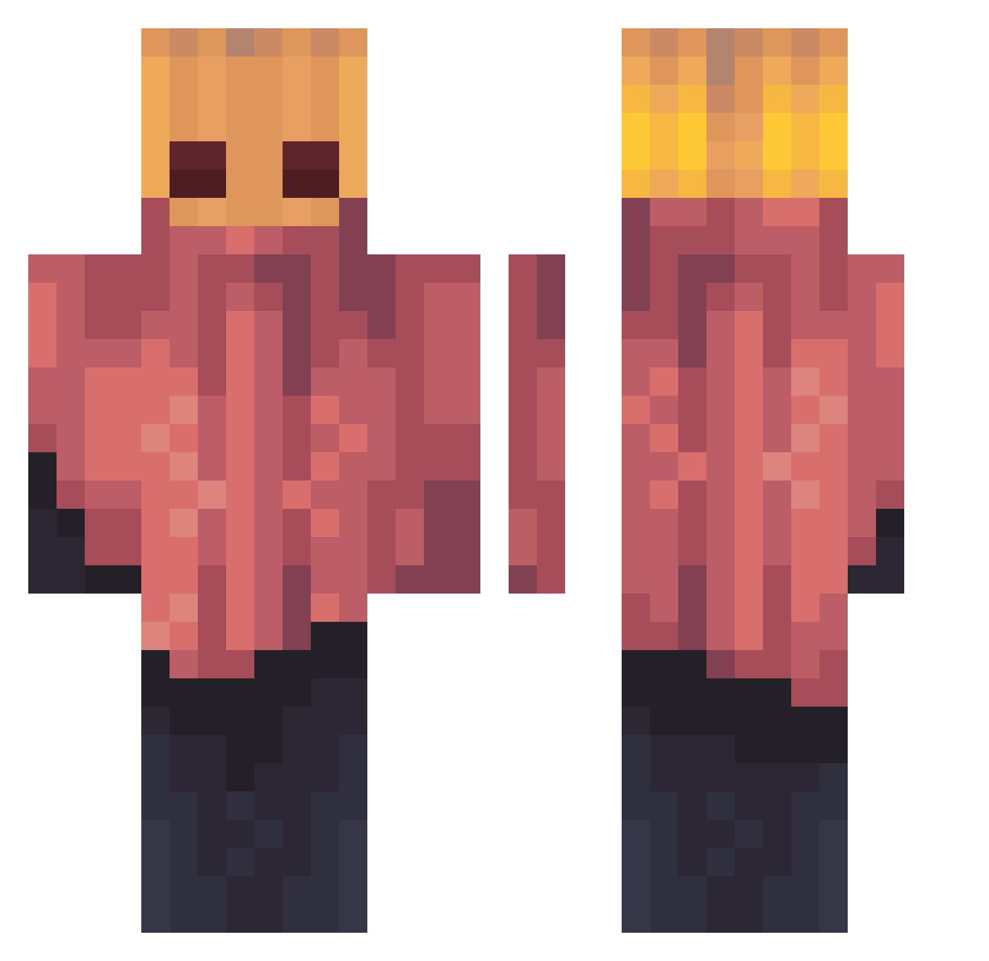 alertwheat37628 Minecraft skin, front and back view