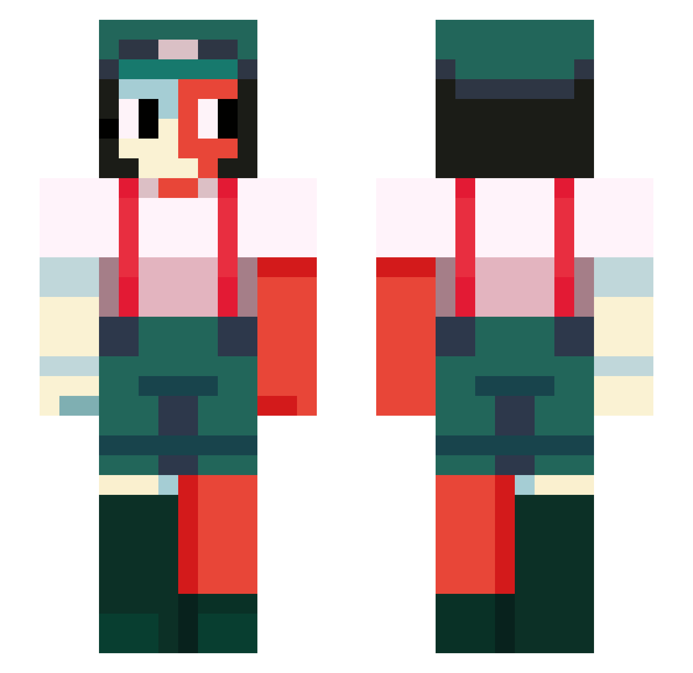 MamaSucia Minecraft skin, front and back view