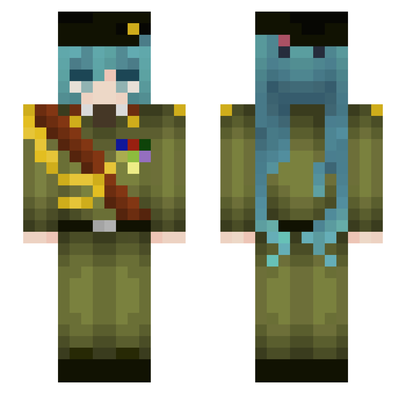 Kelelson Minecraft skin, front and back view