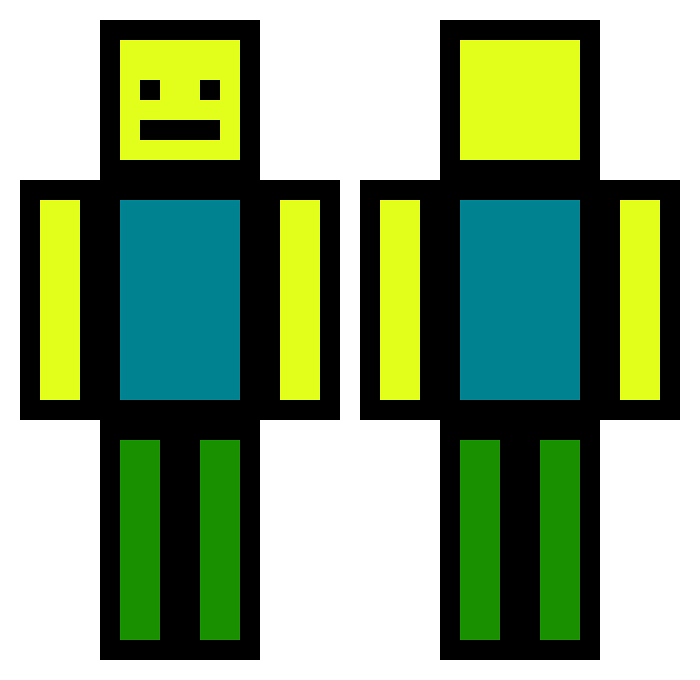 flopping Minecraft skin, front and back view