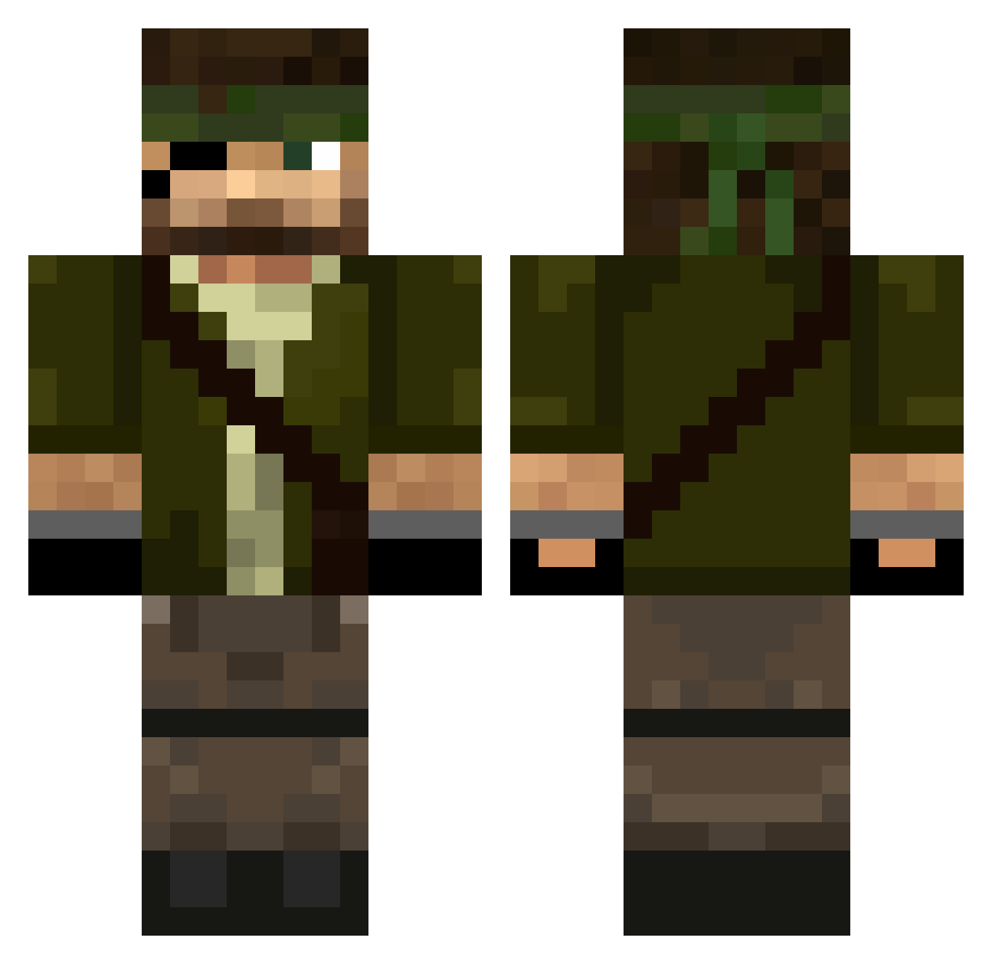 Encryption Minecraft skin, front and back view