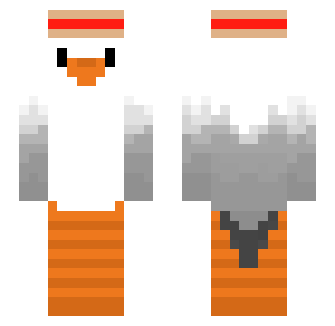 Astects Minecraft skin, front and back view