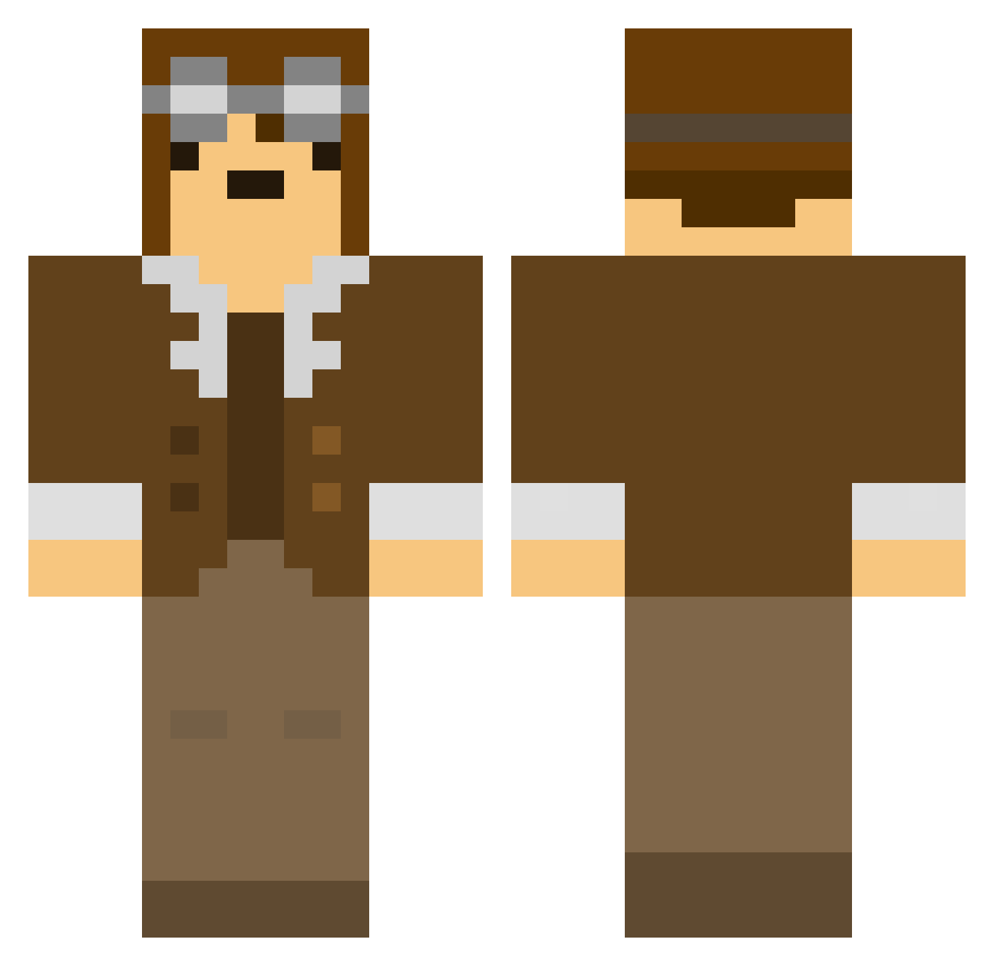 colfy Minecraft skin, front and back view
