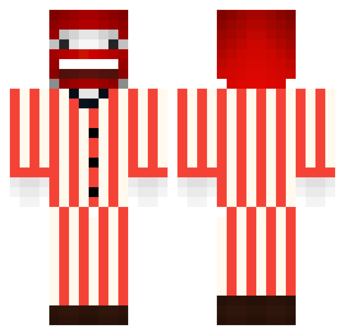 BinRay Minecraft skin, front and back view