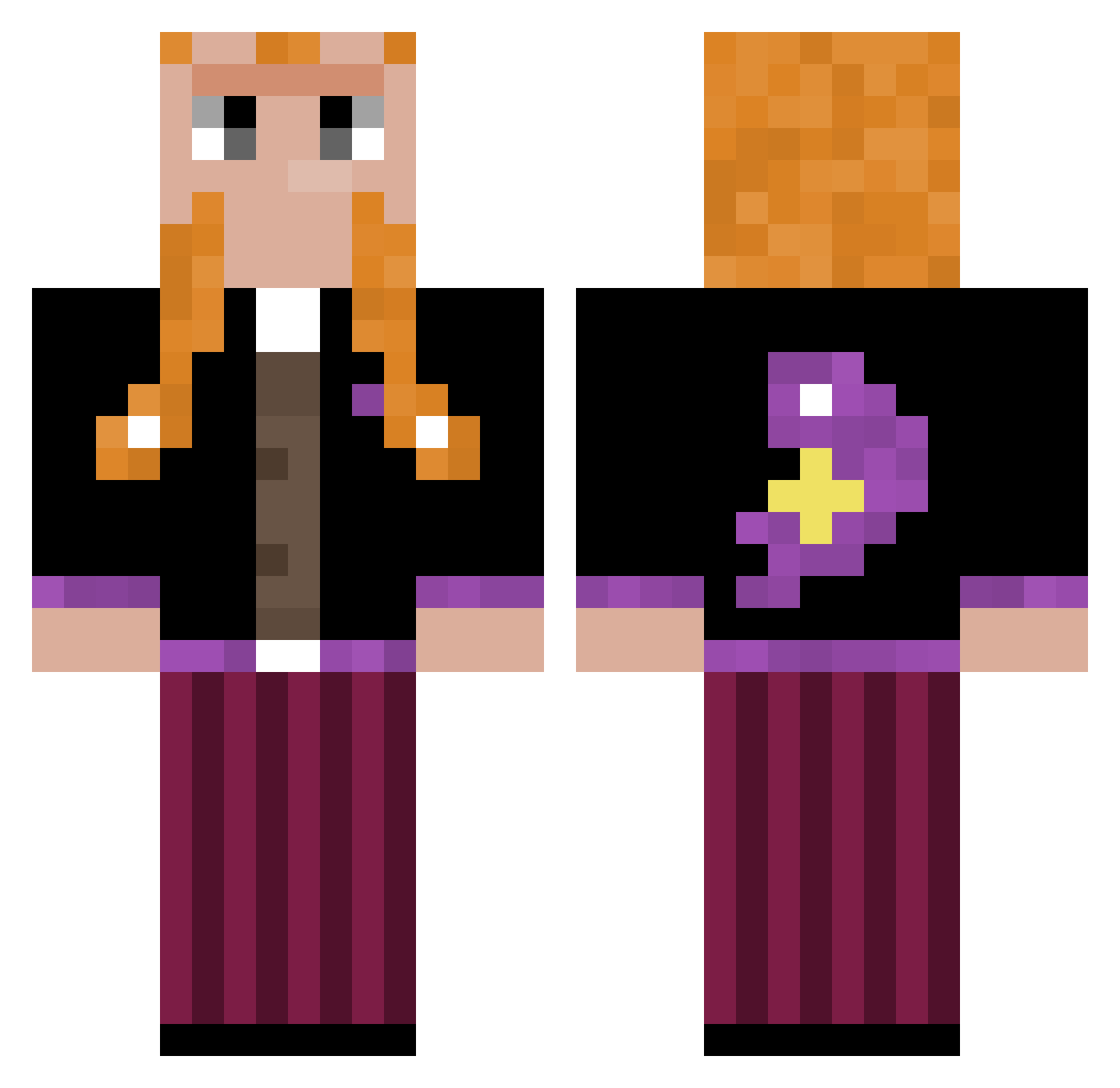 grogussy Minecraft skin, front and back view