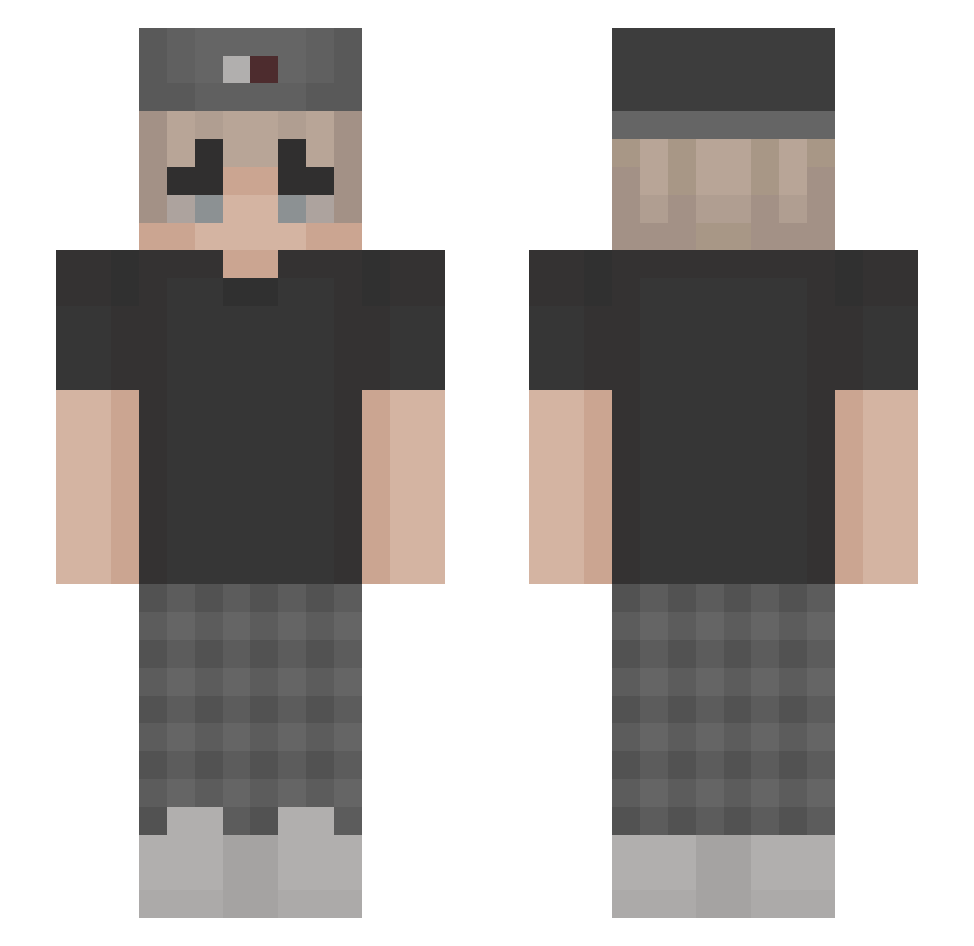 Xemeus Minecraft skin, front and back view