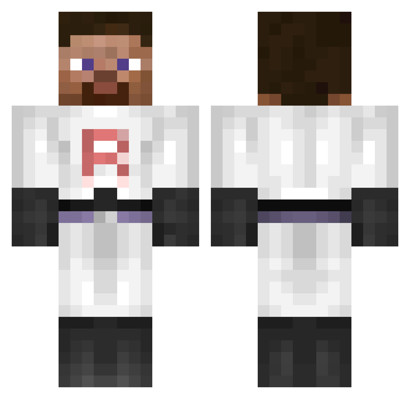 Mateocnn Minecraft skin, front and back view