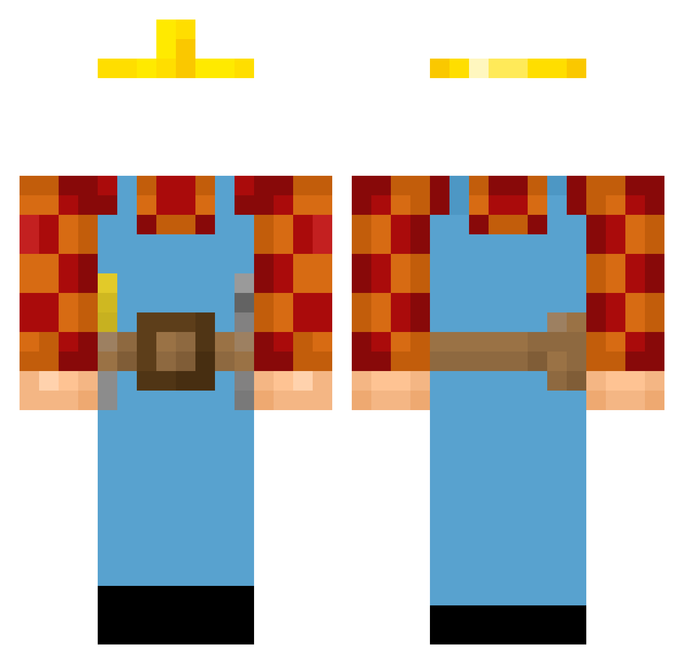 BobTB Minecraft skin, front and back view