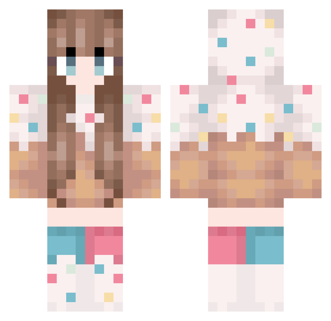 SpiceG1rl Minecraft skin, front and back view