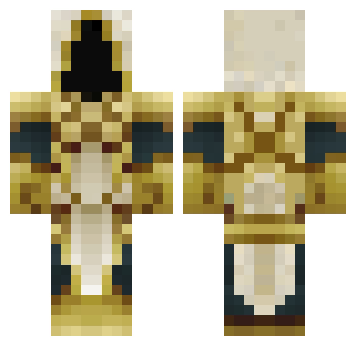Quentor Minecraft skin, front and back view