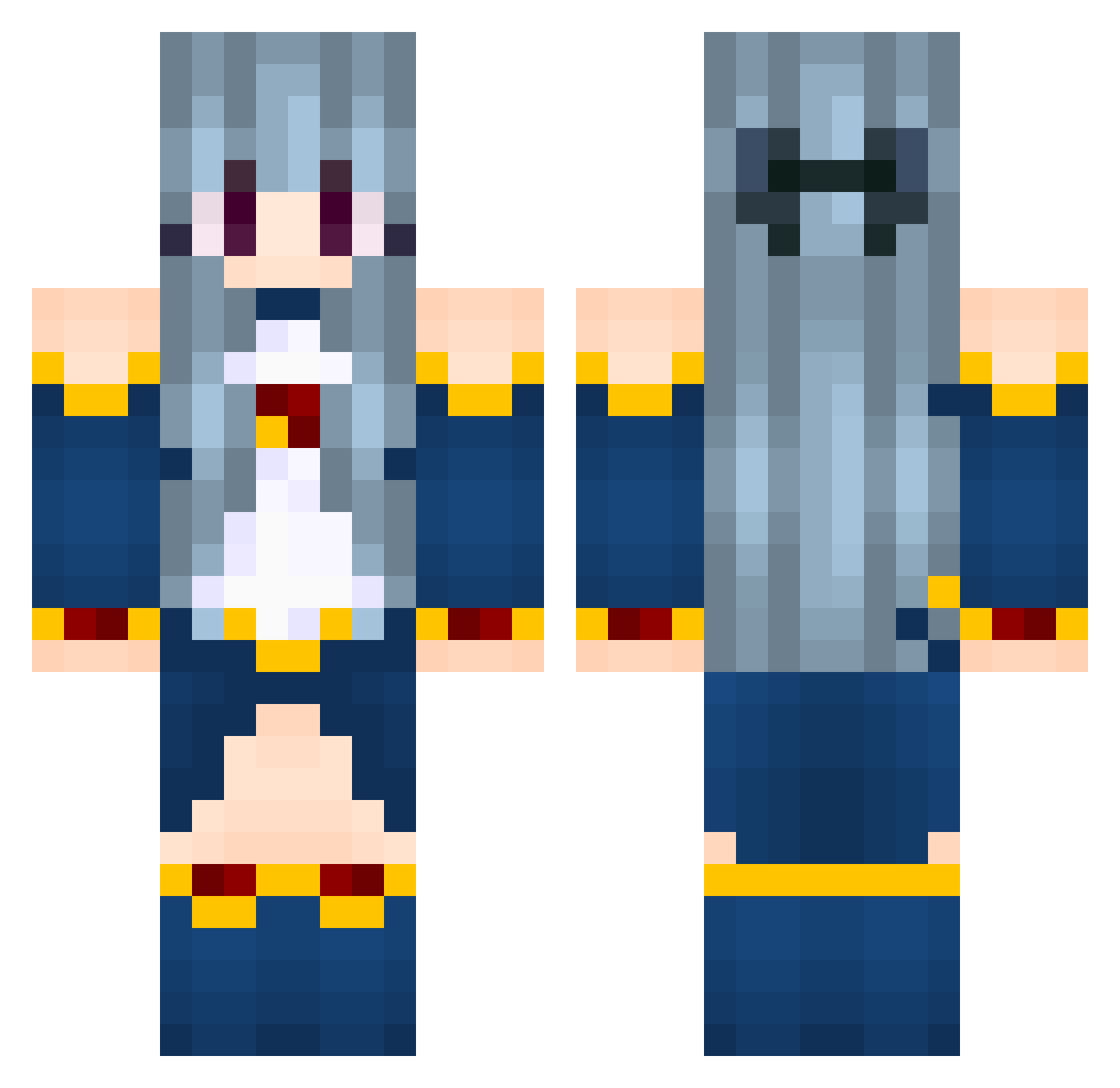 Tueske Minecraft skin, front and back view