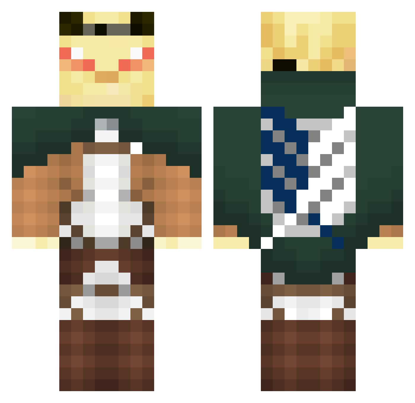 ItsClassified Minecraft skin, front and back view