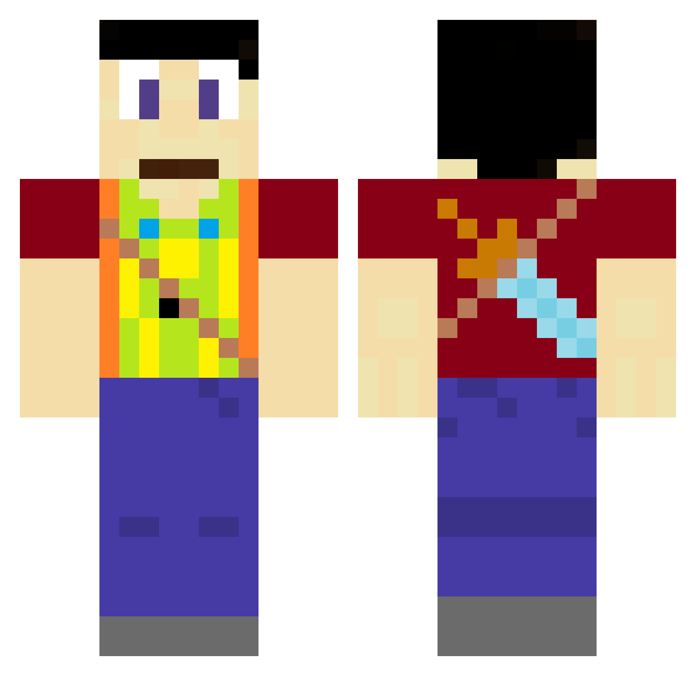 Sourock Minecraft skin, front and back view