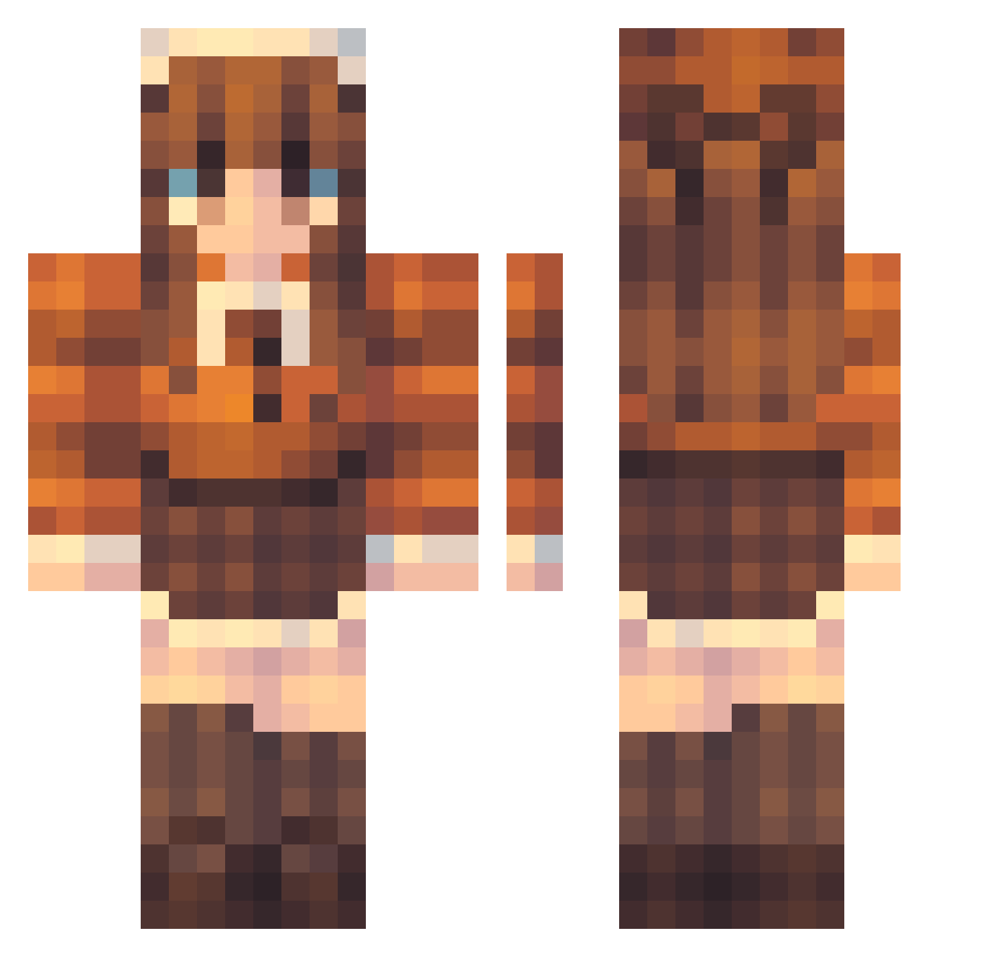 iTinah Minecraft skin, front and back view