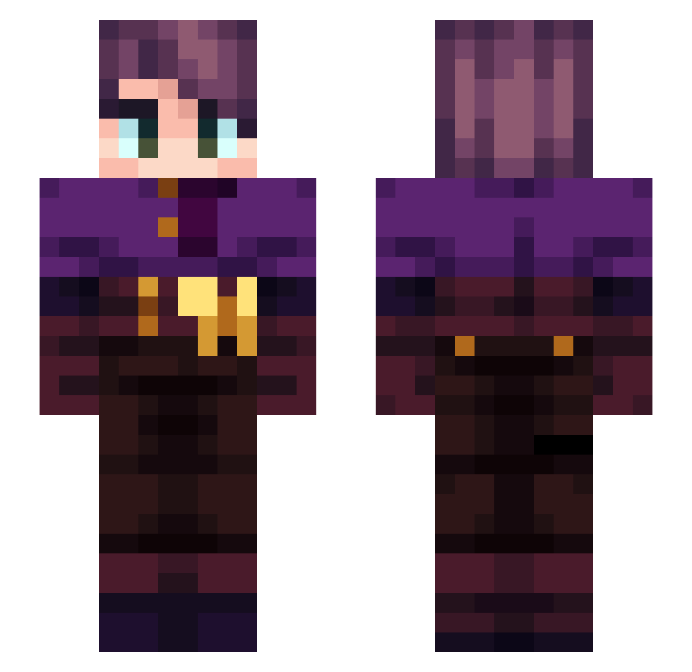 HarryOtterTM Minecraft skin, front and back view