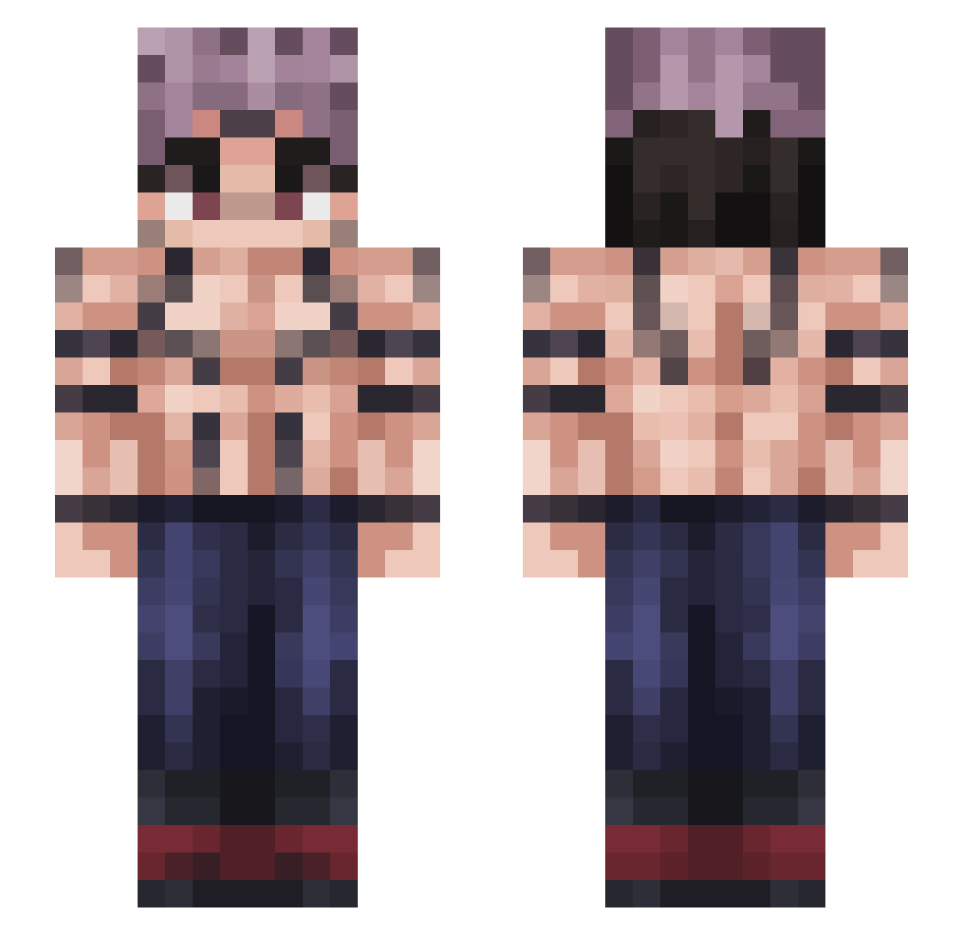 Wnnasprtecrnbery Minecraft skin, front and back view