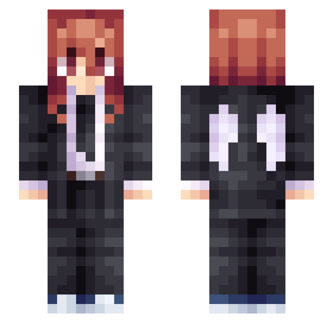 lavakz Minecraft skin, front and back view