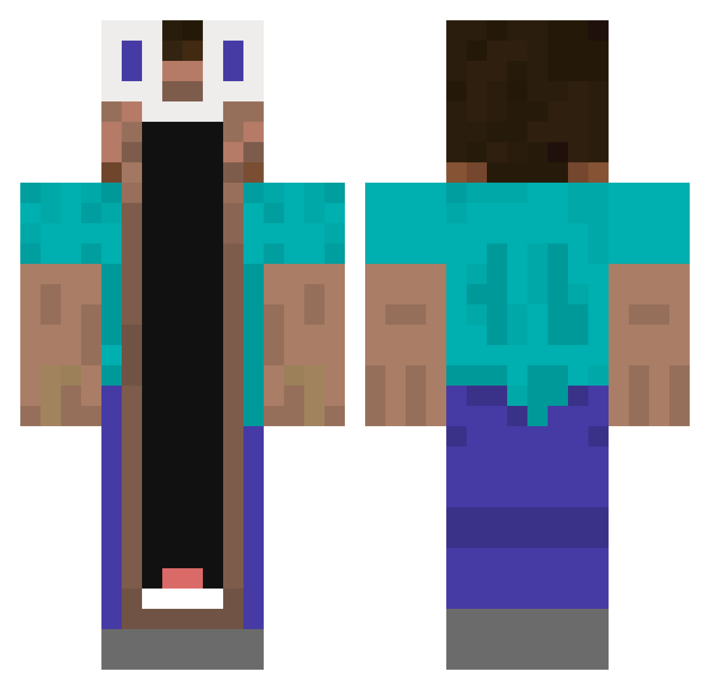 feedbackk Minecraft skin, front and back view