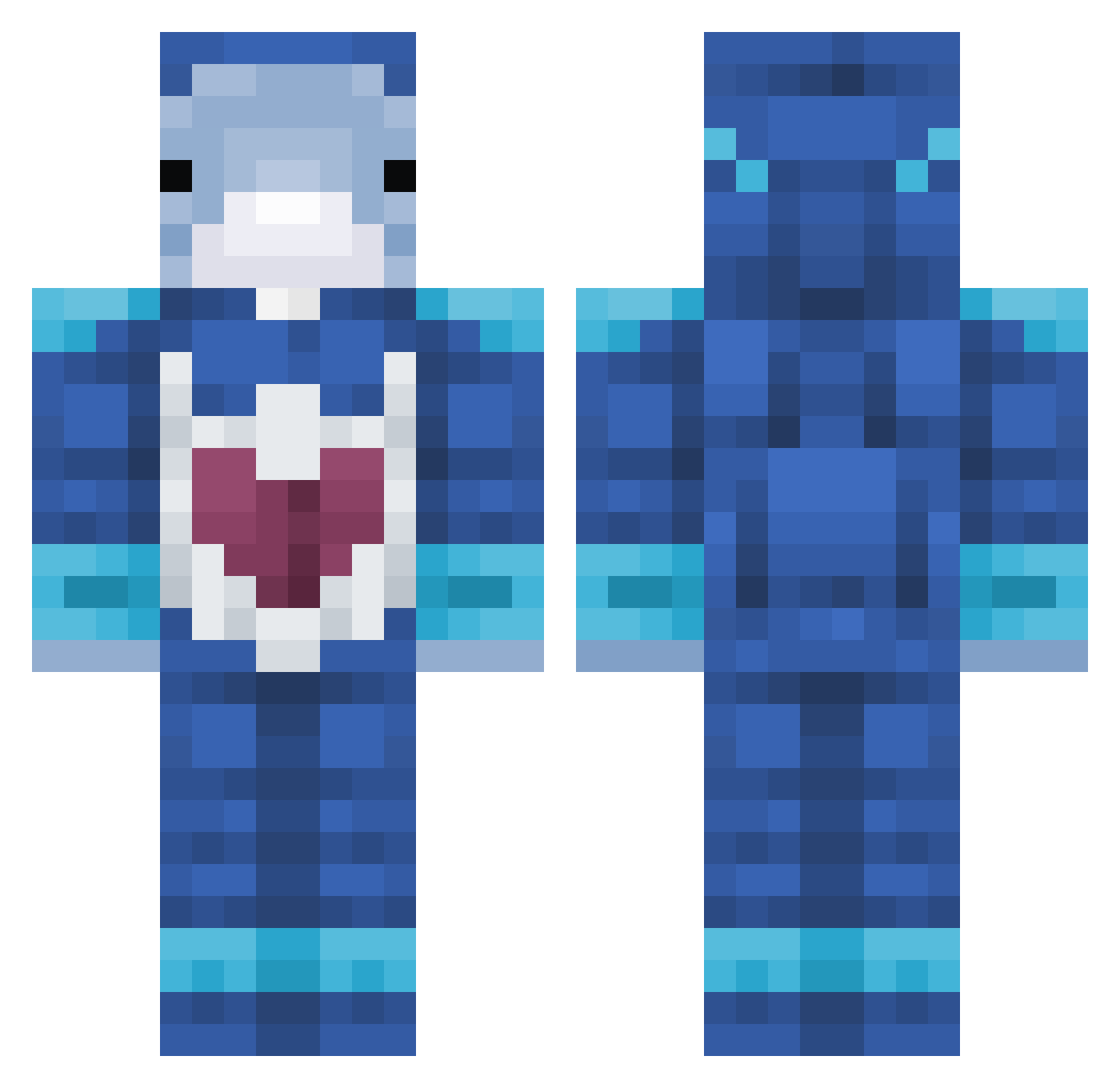 pisolo Minecraft skin, front and back view
