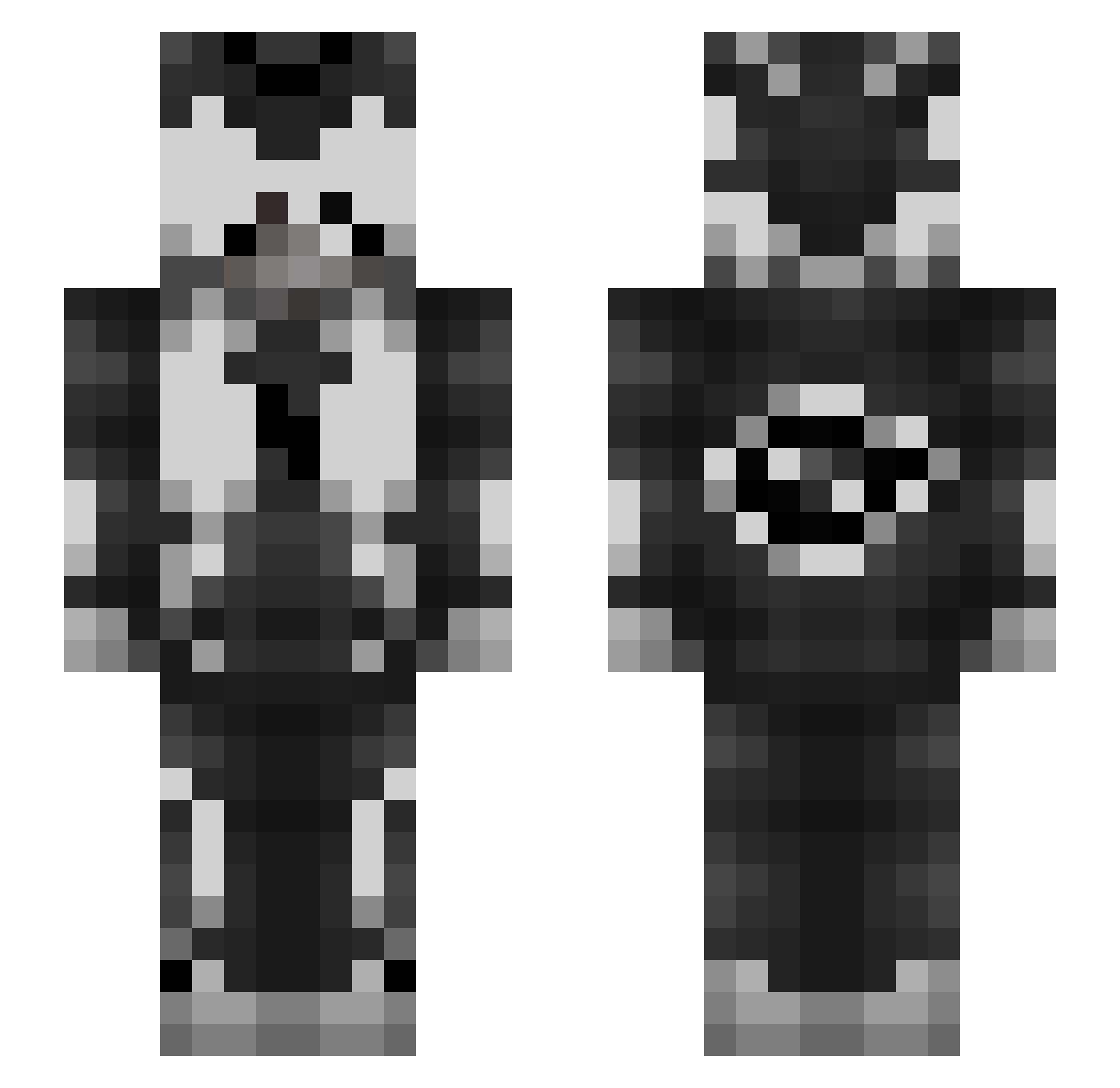 MelhrX Minecraft skin, front and back view