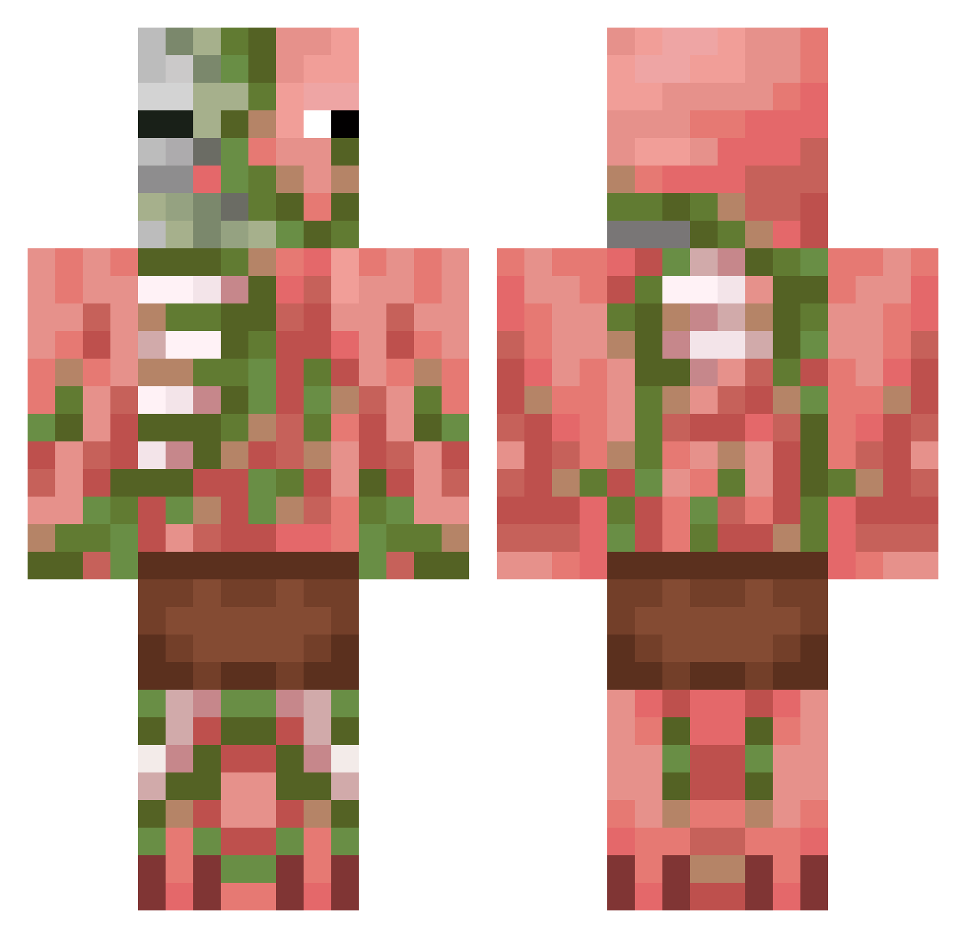 Chickenisfr1ed Minecraft skin, front and back view