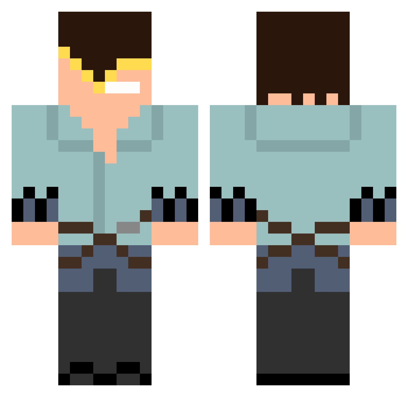Klatscher Minecraft skin, front and back view