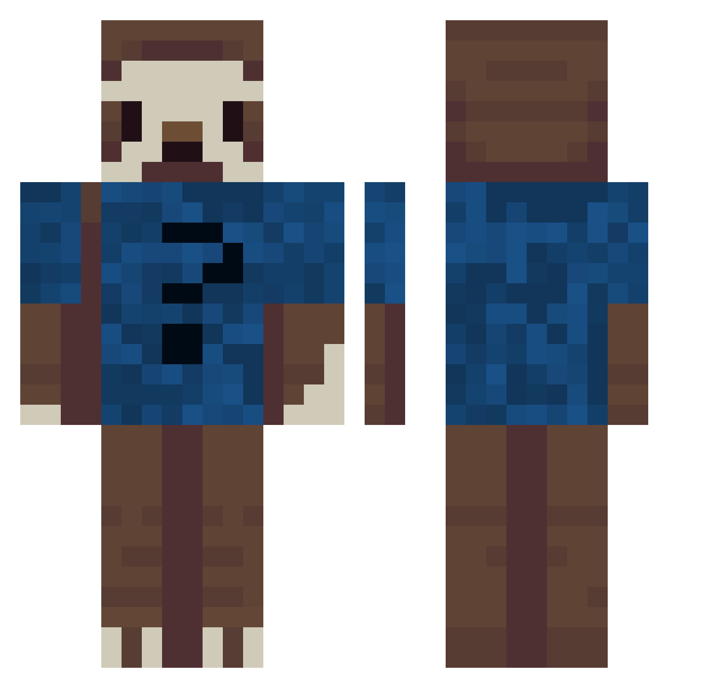 Diabunny Minecraft skin, front and back view