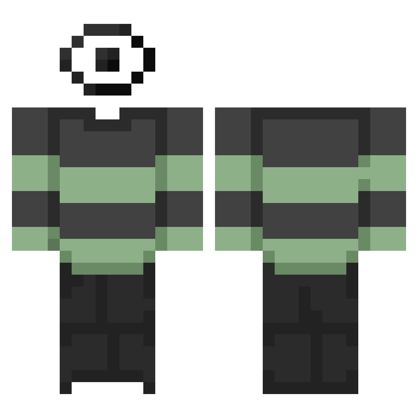 AndyPing Minecraft skin, front and back view