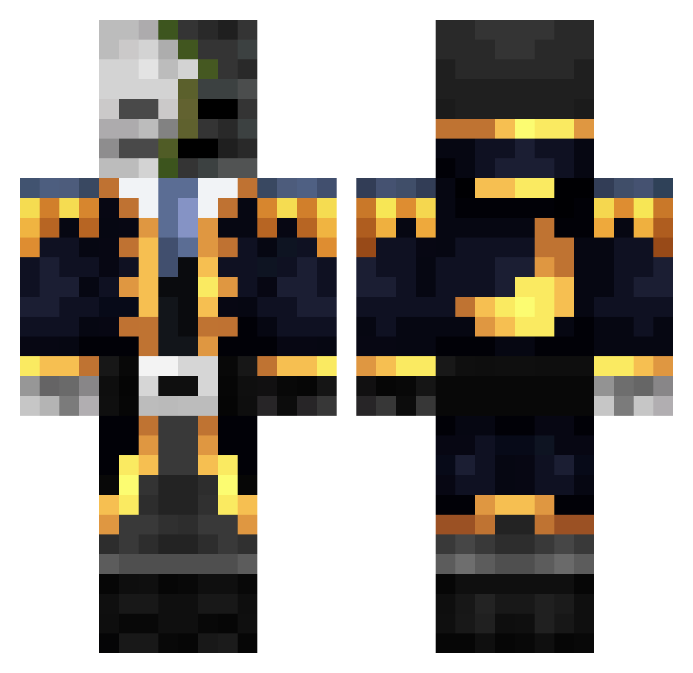 Herobrine00001 Minecraft skin, front and back view