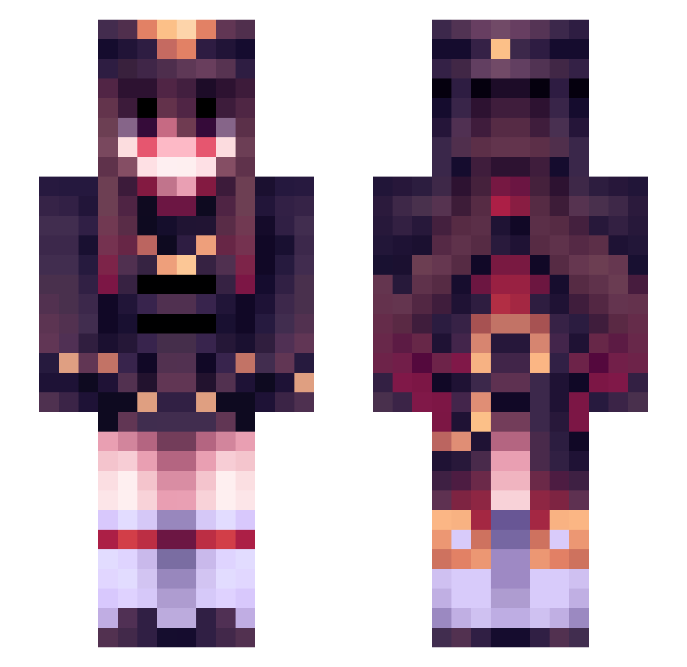jumpyjam67 Minecraft skin, front and back view